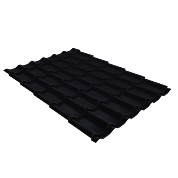 Металлочерепица 1,18х1,15 м толщина 0,5 мм Стальной Бархат/Rooftop Matte черный янтарь RAL 9005